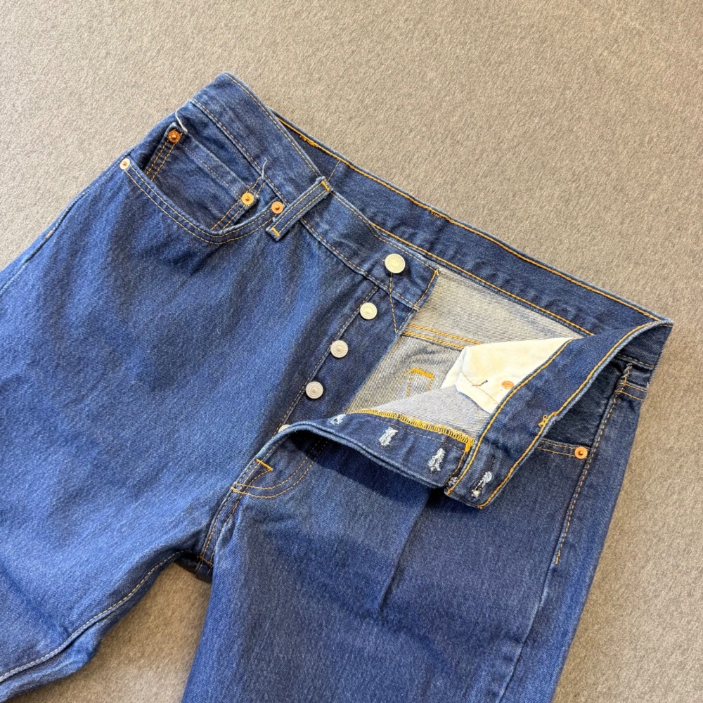Levis 501 Original Fit Mens Dark Wash Indigo Button Fly Straight Leg Jeans 35x36